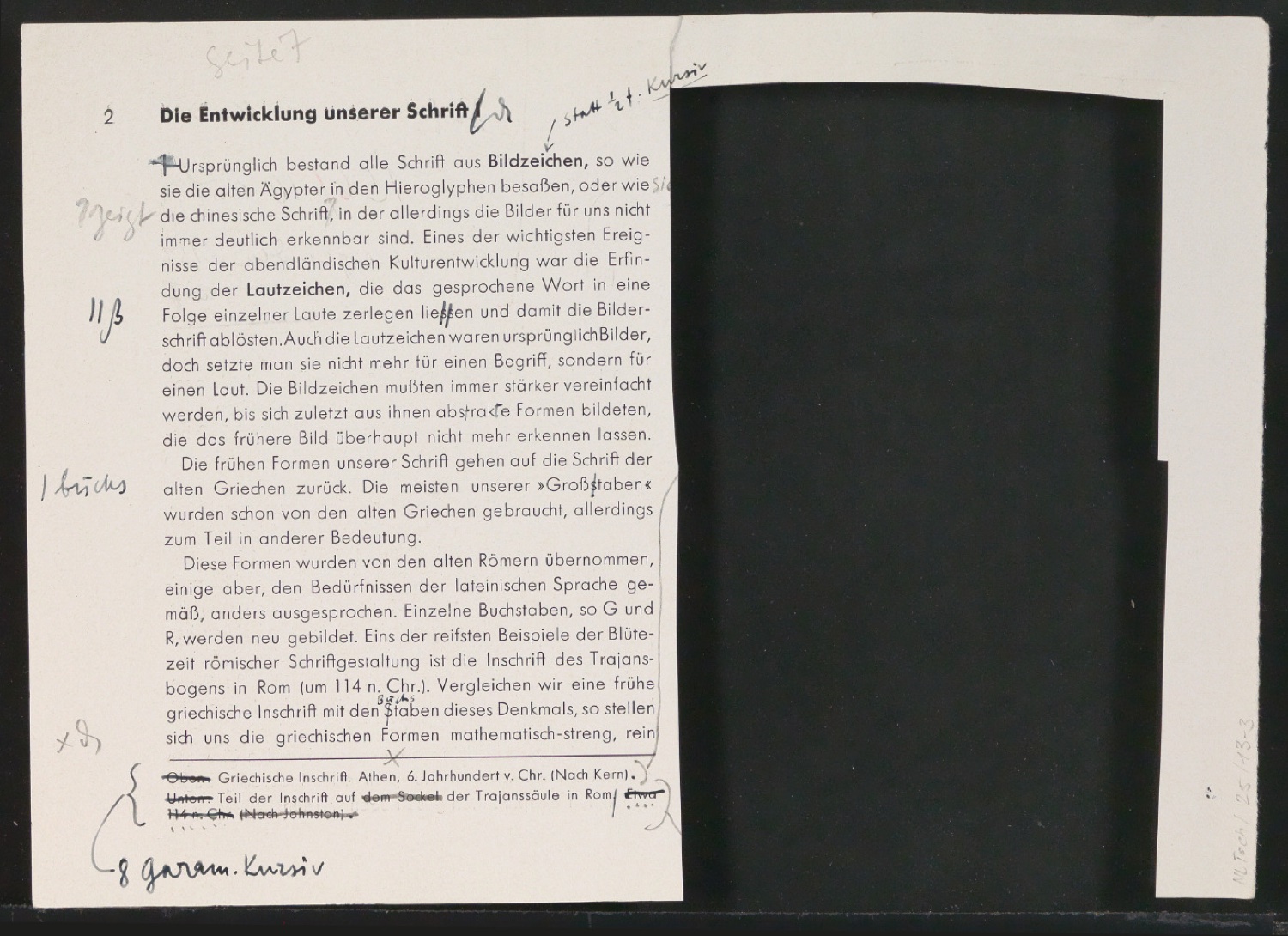 Mappe mit Probedrucken und Entwürfen für Schriftschreiben für Setzer — Blatt 10