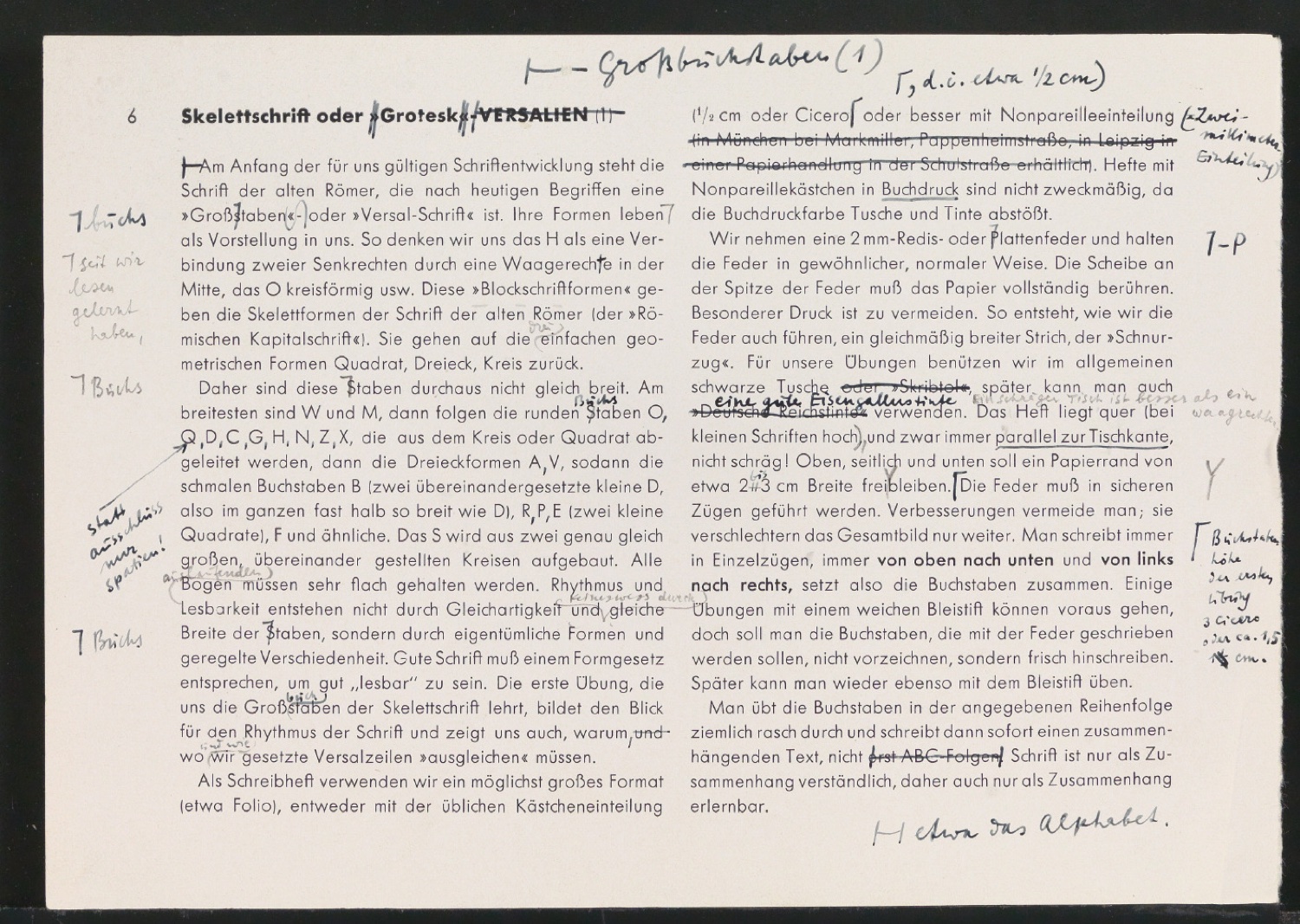 Mappe mit Probedrucken und Entwürfen für Schriftschreiben für Setzer — Blatt 15