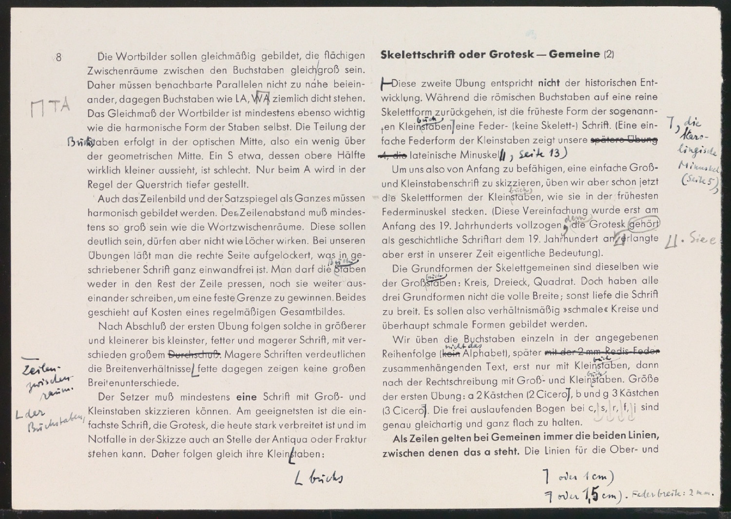 Mappe mit Probedrucken und Entwürfen für Schriftschreiben für Setzer — Blatt 17