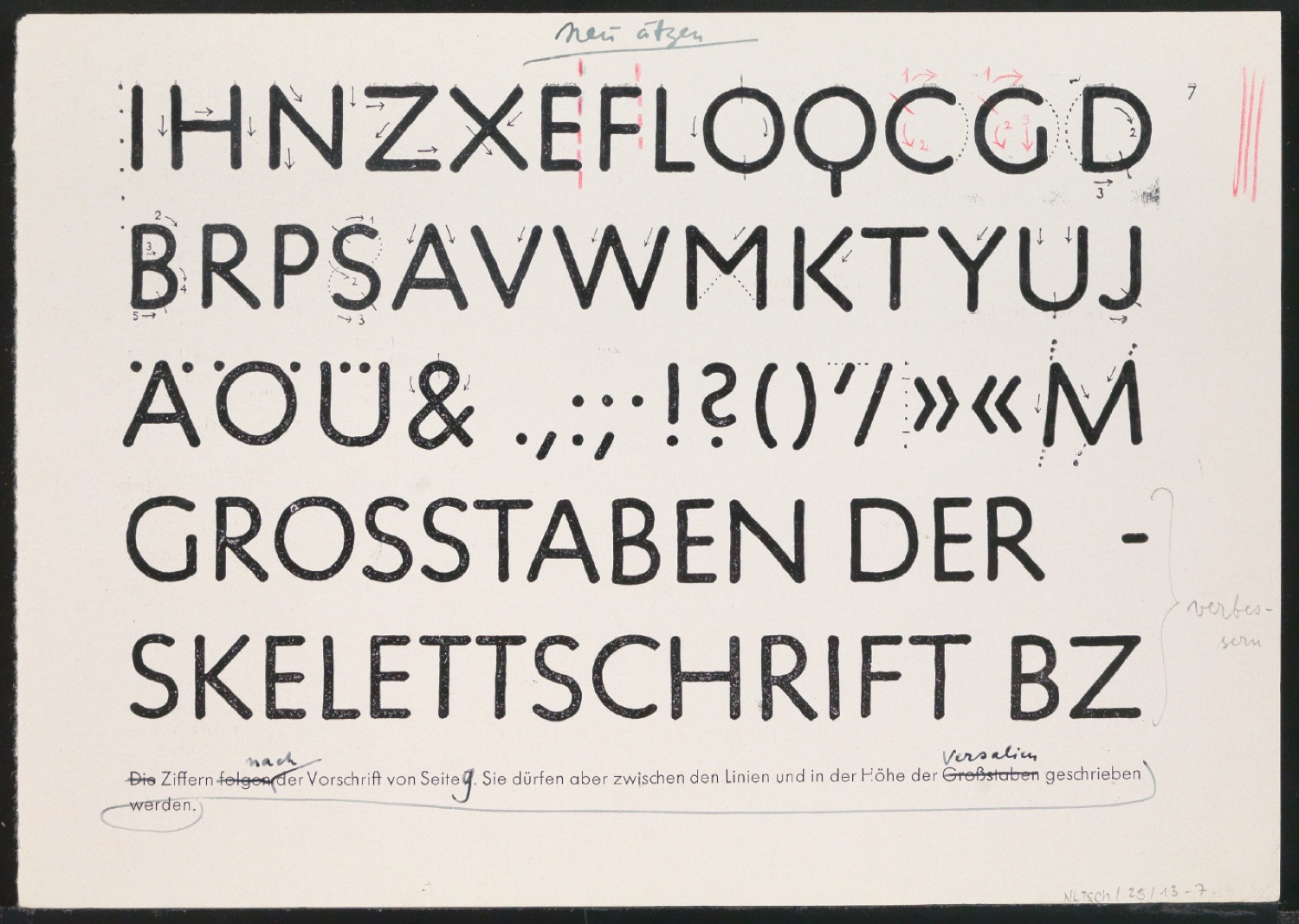 Mappe mit Probedrucken und Entwürfen für Schriftschreiben für Setzer — Blatt 18
