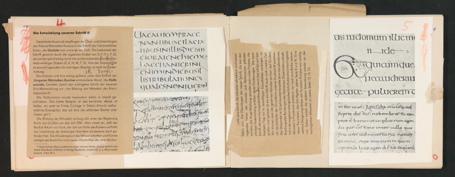 Mappe mit Probedrucken und Entwürfen für Schriftschreiben für Setzer — Blatt 25