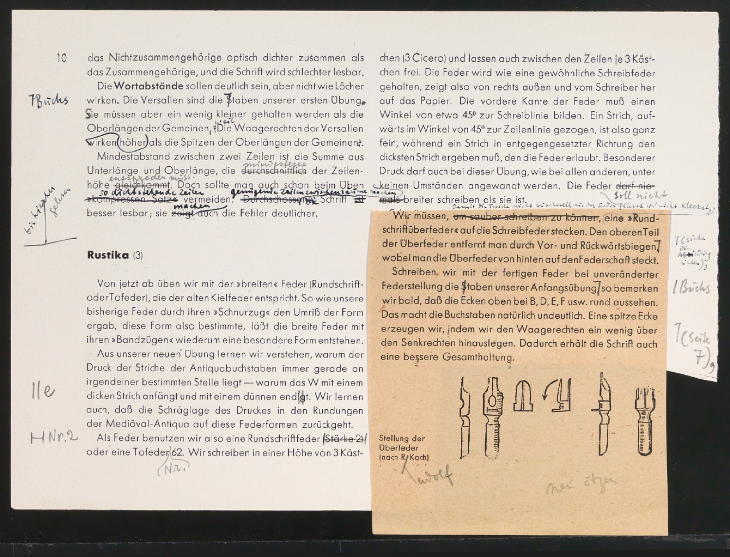 Mappe mit Probedrucken und Entwürfen für Schriftschreiben für Setzer — Blatt 36