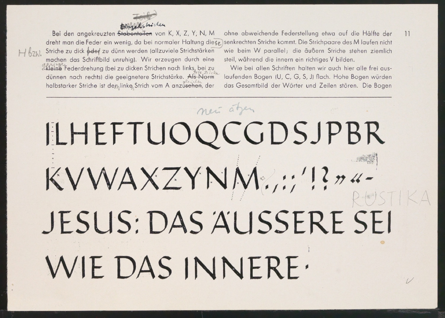 Mappe mit Probedrucken und Entwürfen für Schriftschreiben für Setzer — Blatt 38