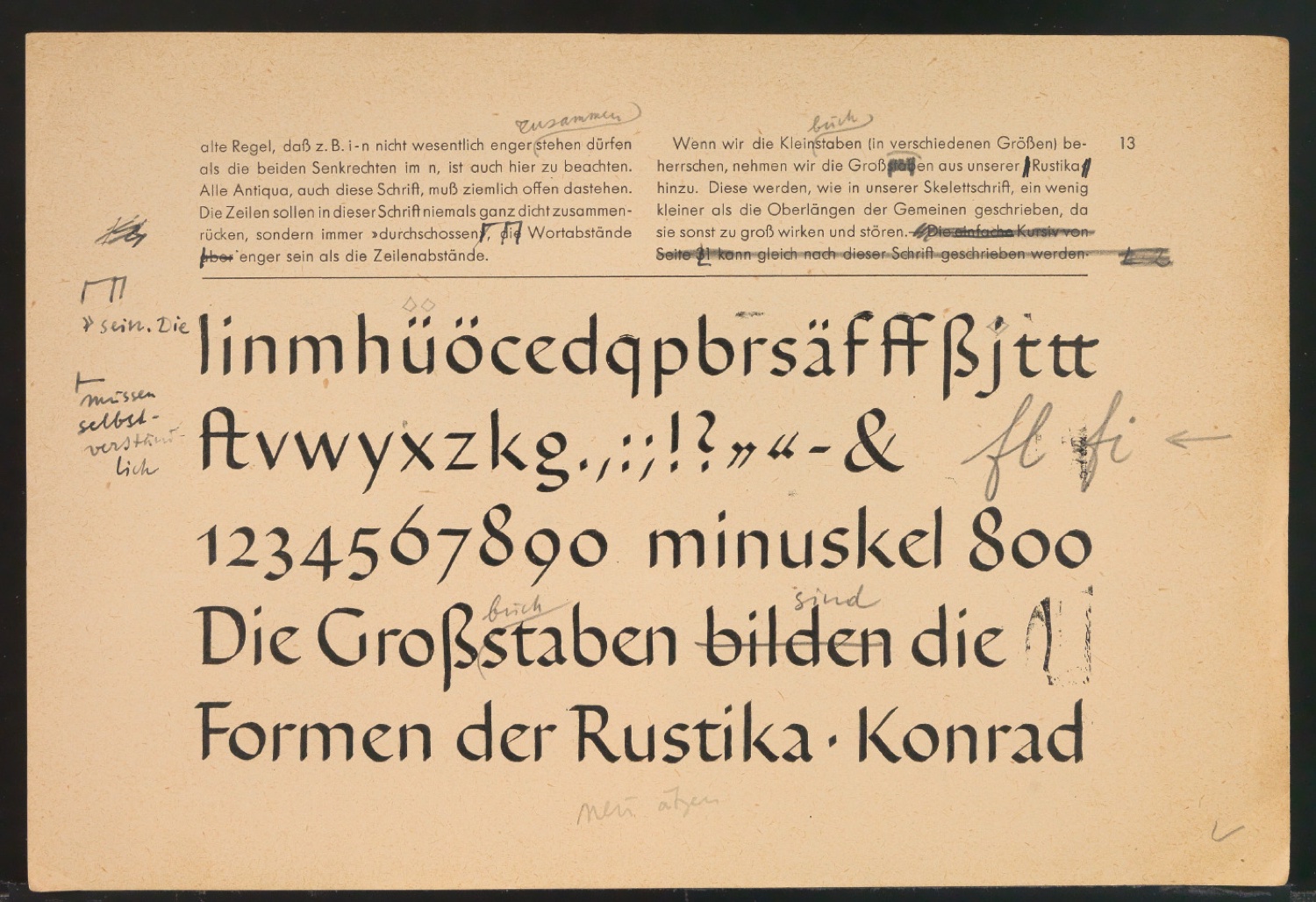 Mappe mit Probedrucken und Entwürfen für Schriftschreiben für Setzer — Blatt 40