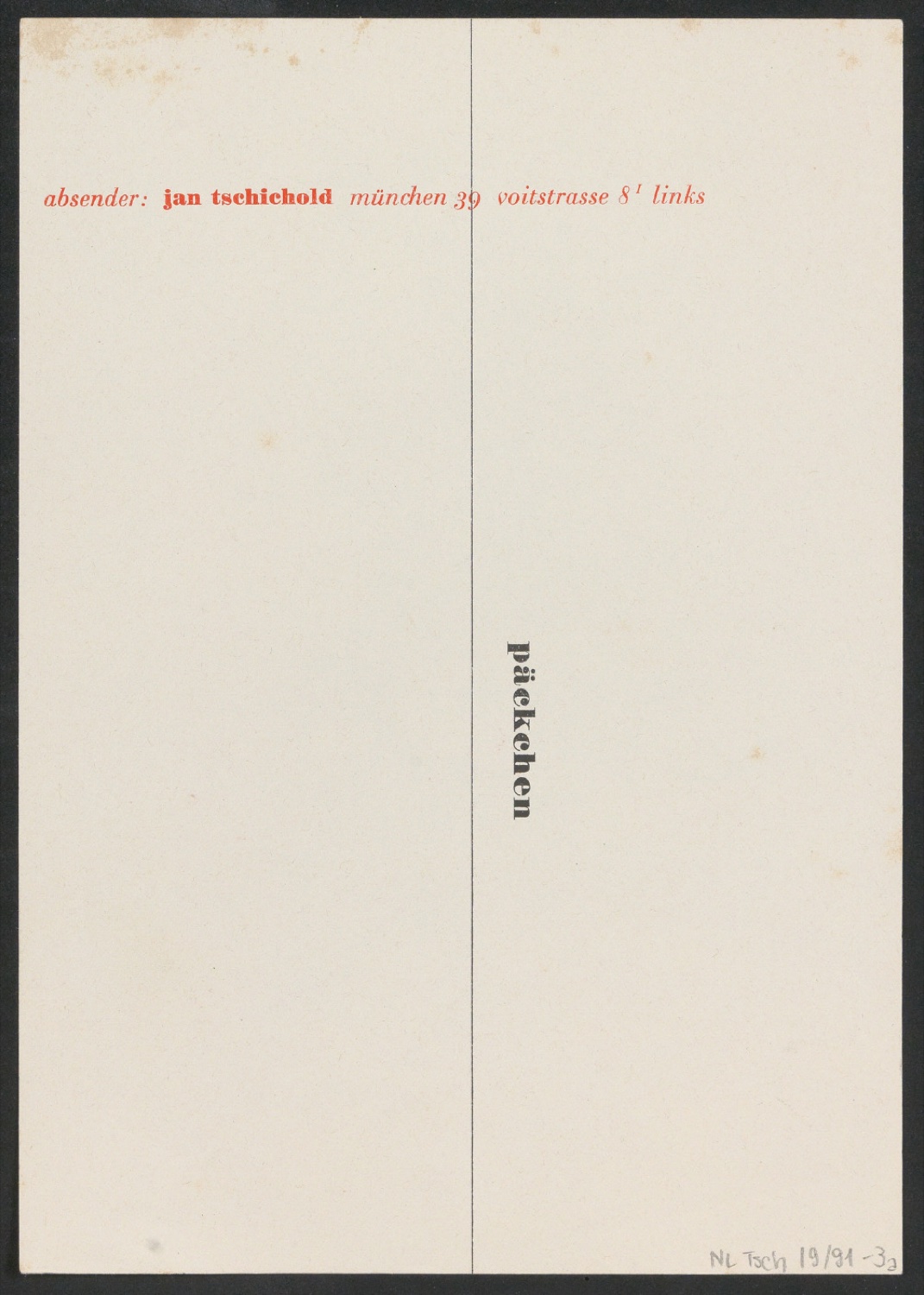 Konvolut von Typographischen Skizzen und Notizen zur Typographie — Blatt 2