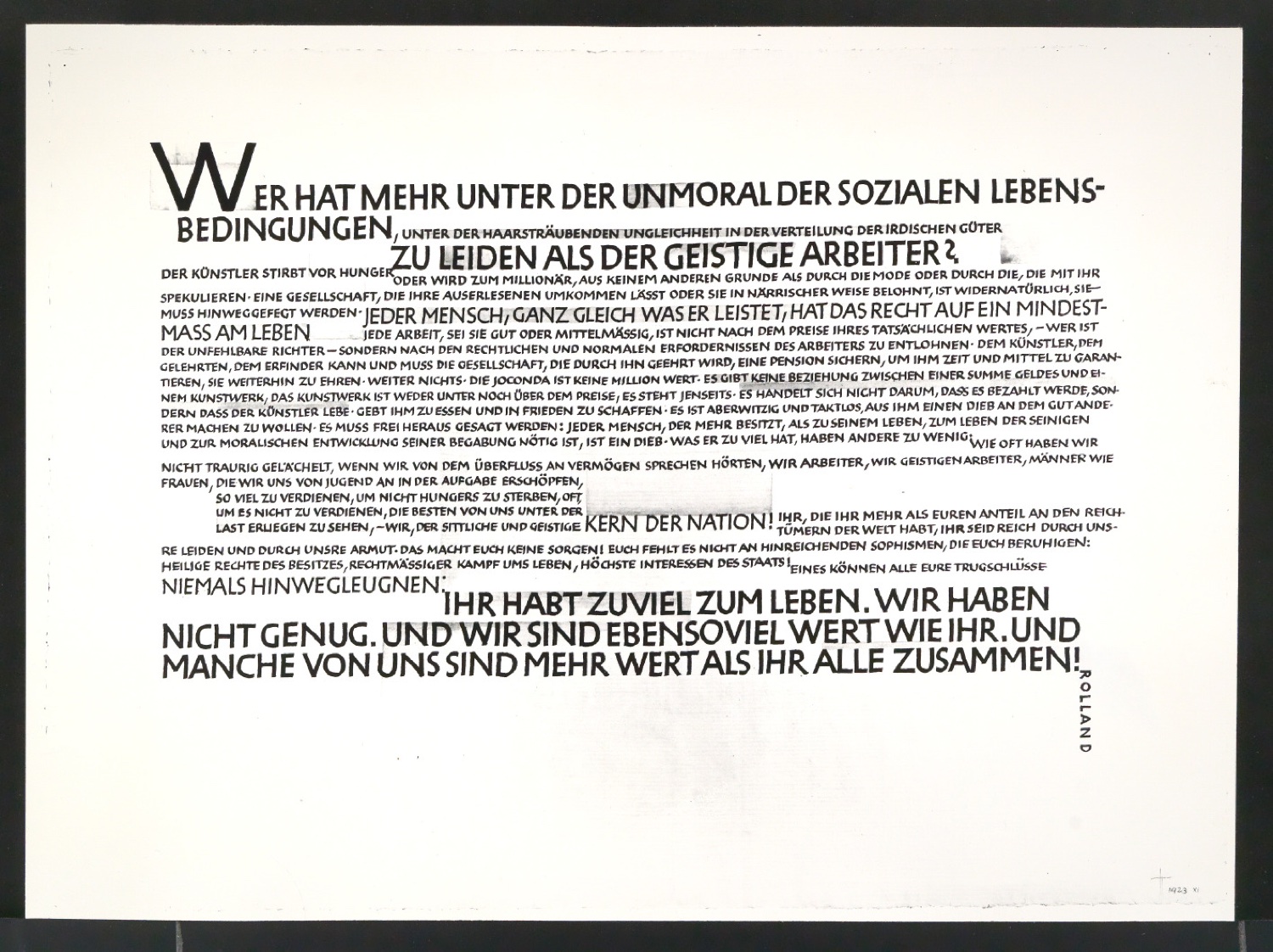 Klischee und Klischeeabzüge von Schriftübung mit einem Zitat von Romain Rolland — Blatt 1