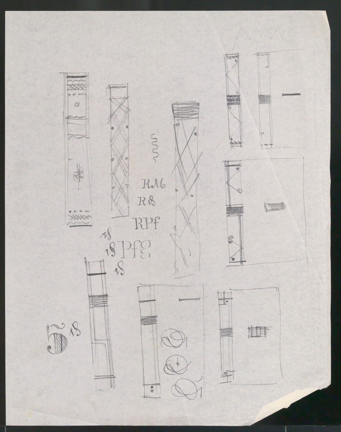 Konvolut Skizzen für Bucheinbände — Blatt 13