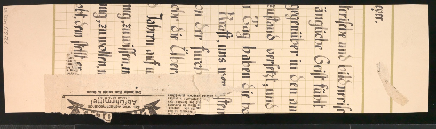 Konvolut Kalligrafische Übungen, Schriftübungen — Blatt 14