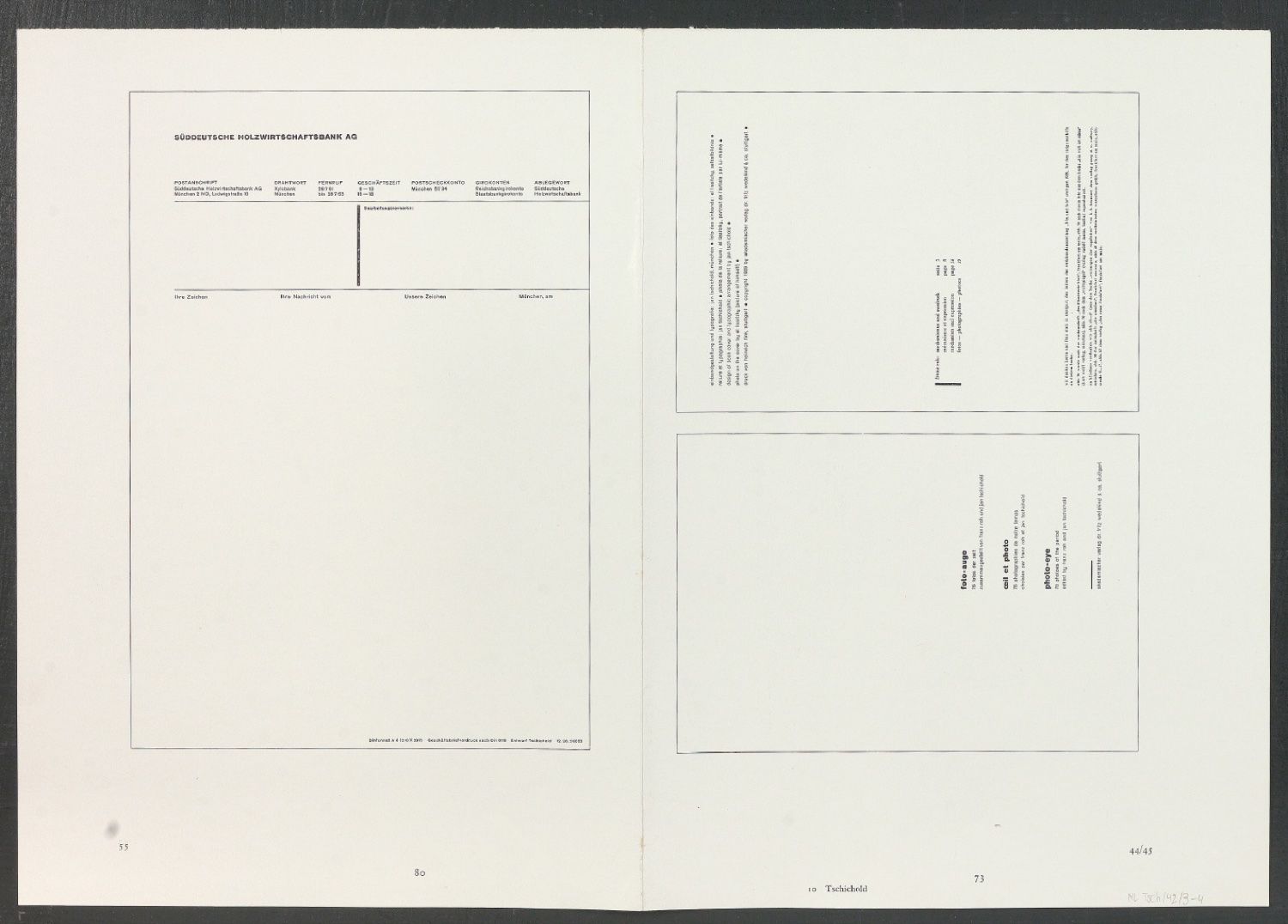 Druckbögen für den Abbildungsteil von Leben und Werk des Typographen Jan Tschichold — Blatt 11