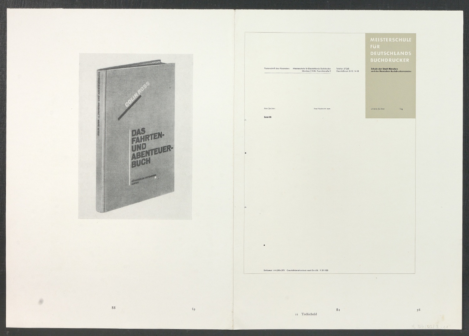 Druckbögen für den Abbildungsteil von Leben und Werk des Typographen Jan Tschichold — Blatt 20