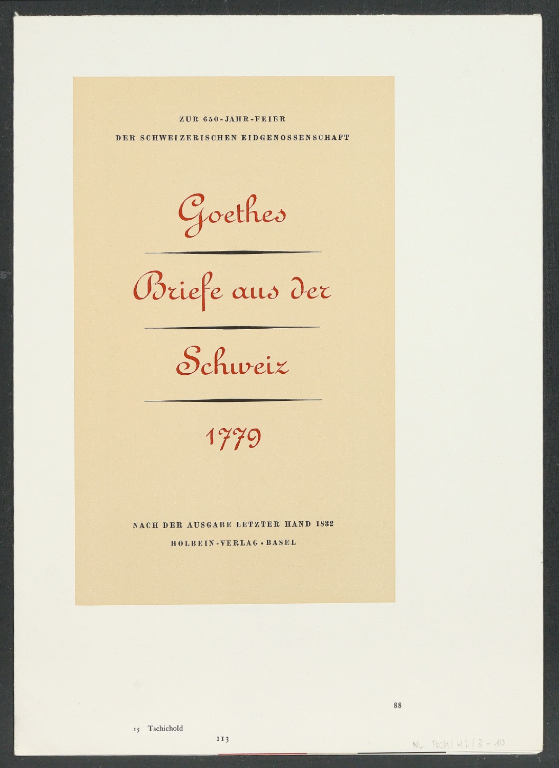 Druckbögen für den Abbildungsteil von Leben und Werk des Typographen Jan Tschichold — Blatt 24