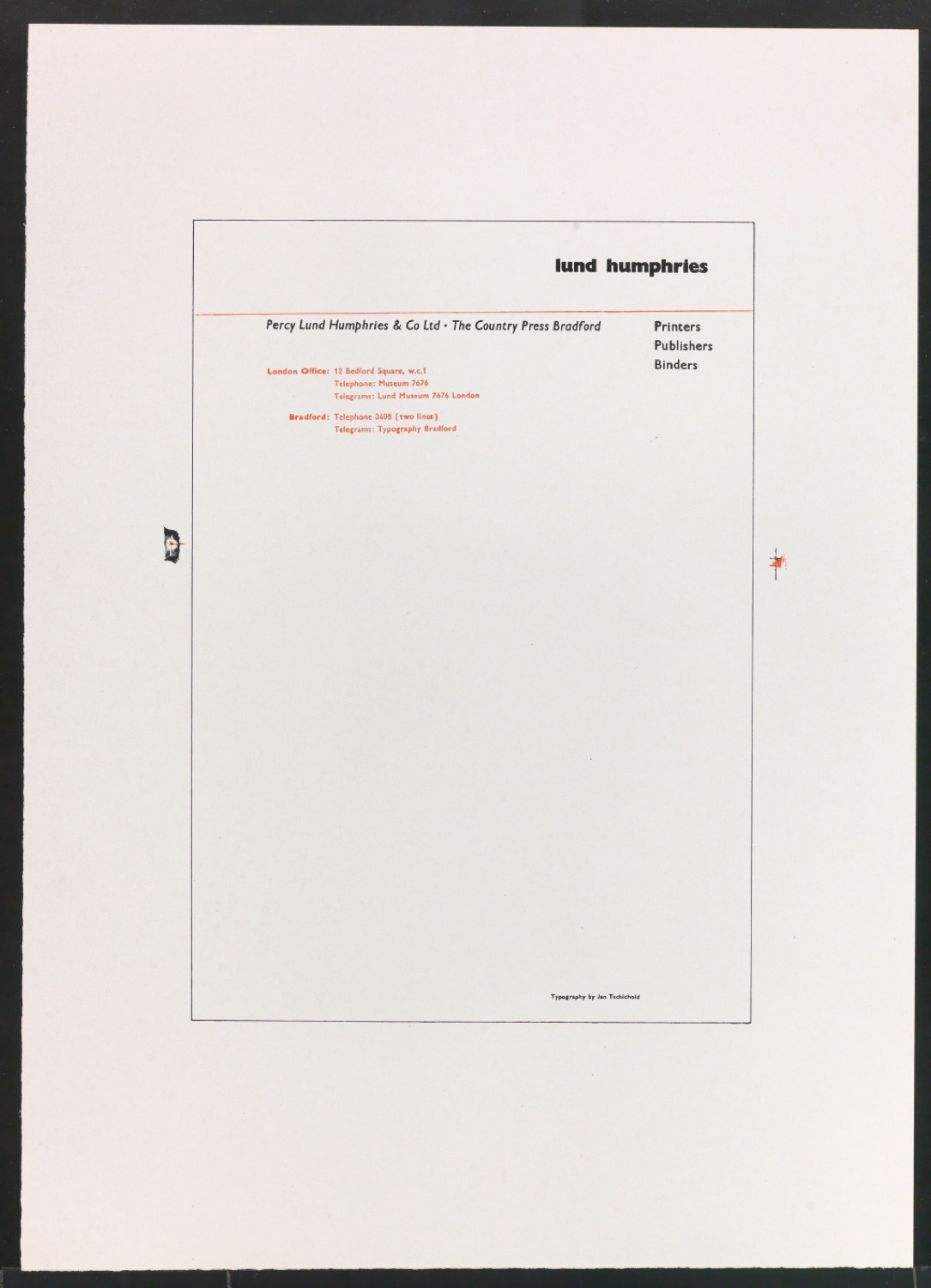 Druckfahnen für den Abbildungsteil von Leben und Werk des Typographen Jan Tschichold — Blatt 1