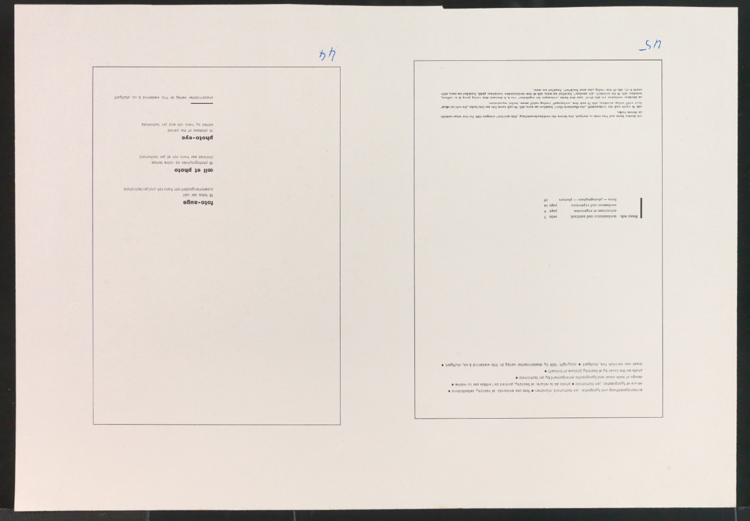 Druckfahnen für den Abbildungsteil von Leben und Werk des Typographen Jan Tschichold — Blatt 47