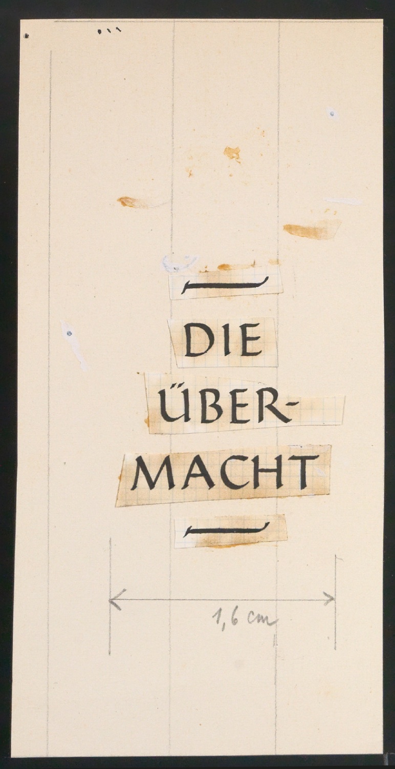 Entwurf von Rückenschild für Die Übermacht — Blatt 1