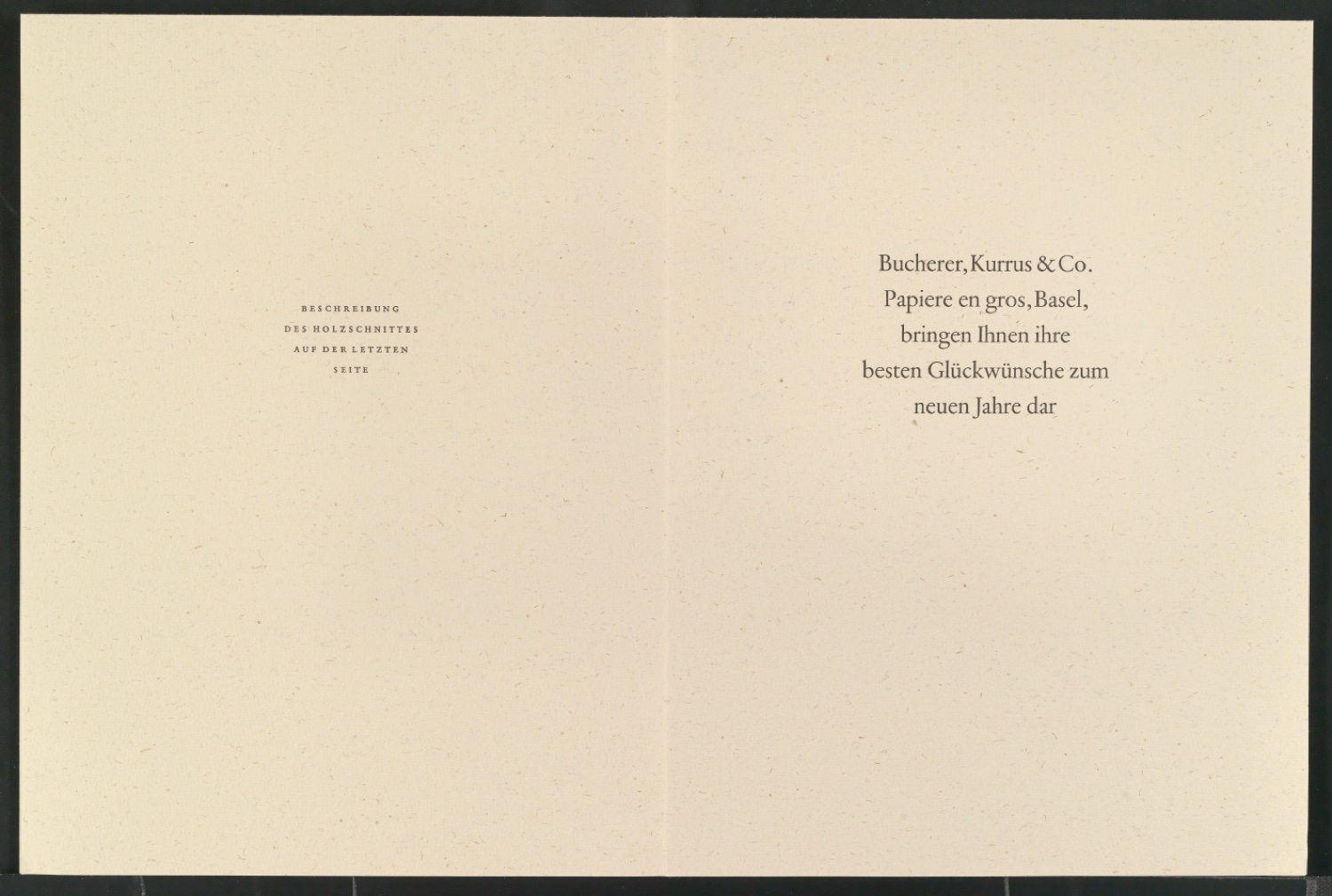 Neujahrswunsch Bucherer, Kurrus & Co. Papiere en gros, Basel, bringen Ihnen ihre besten Glückwünsche zum neuen Jahre dar — Blatt 2