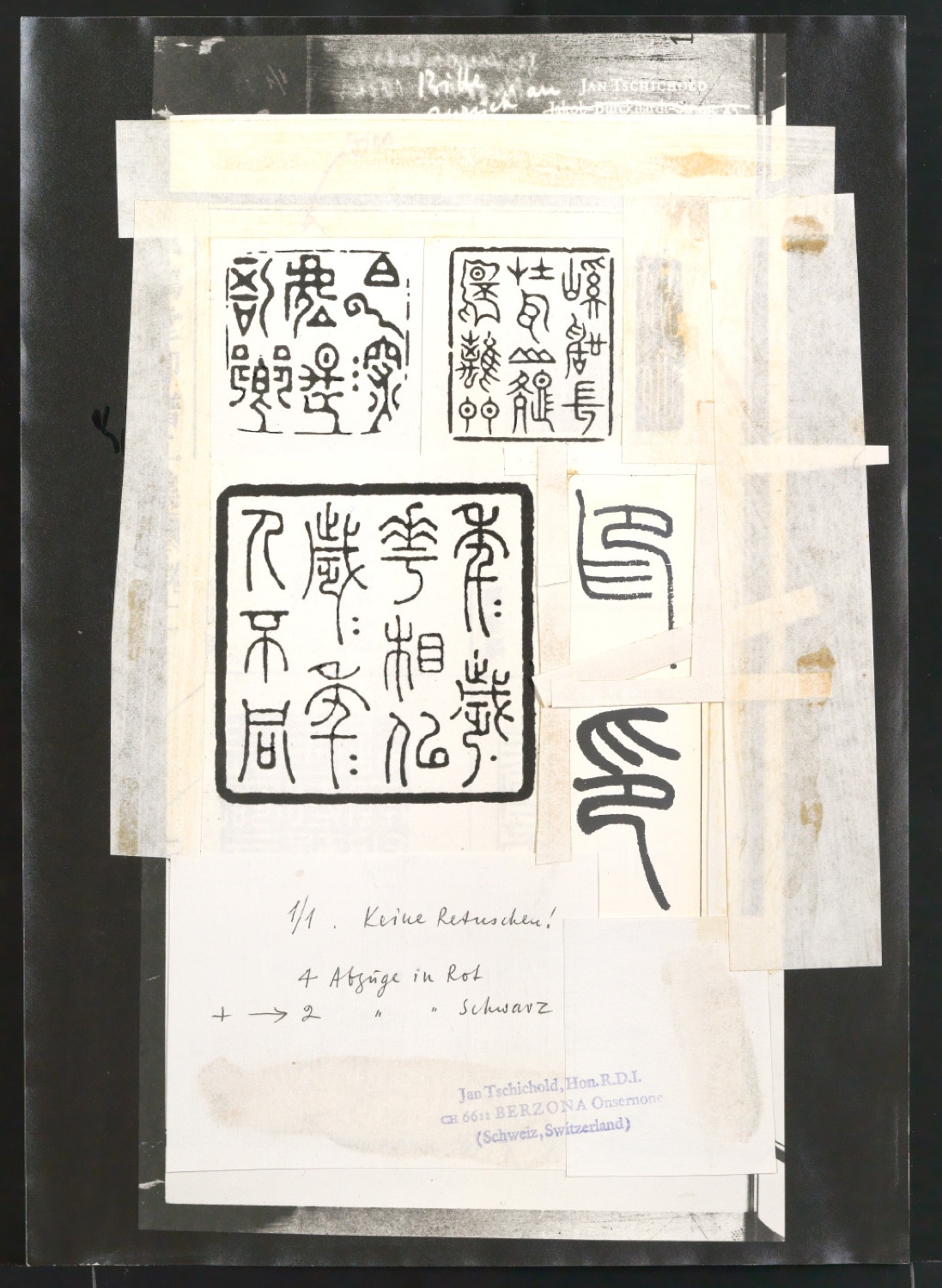 Klebeentwürfe von Illustrationen für Der chinesische Stempel — Blatt 5
