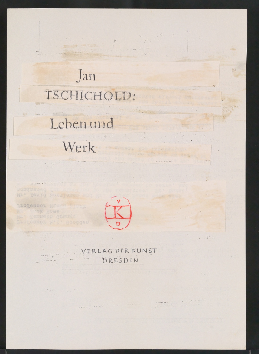 Entwurfsskizzen von Titelblatt und Verlegermarke für Leben und Werk des Typographen Jan Tschichold — Blatt 10