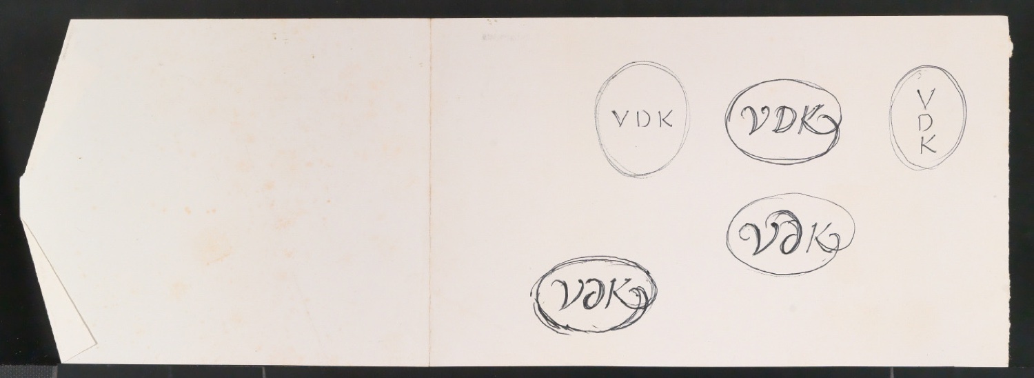 Entwurfsskizzen von Titelblatt und Verlegermarke für Leben und Werk des Typographen Jan Tschichold — Blatt 16