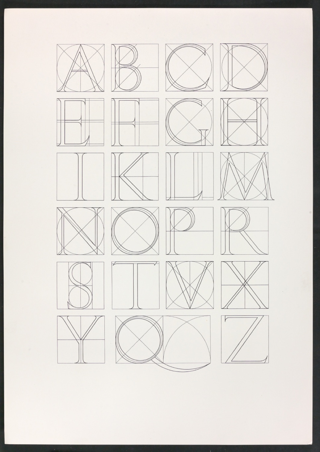 Probedruck einer Illustration des Moyllus-Alphabets für Typographische Monatsblätter, Nr. 4, 1972 — Blatt 1