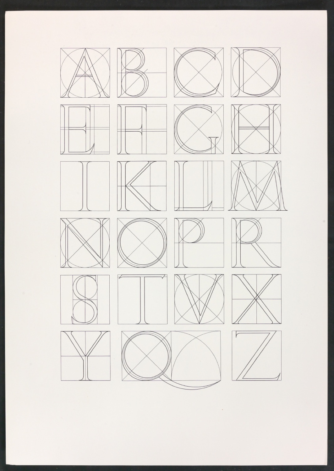 Probedruck einer Illustration des Moyllus-Alphabets für Typographische Monatsblätter, Nr. 4, 1972 — Blatt 1