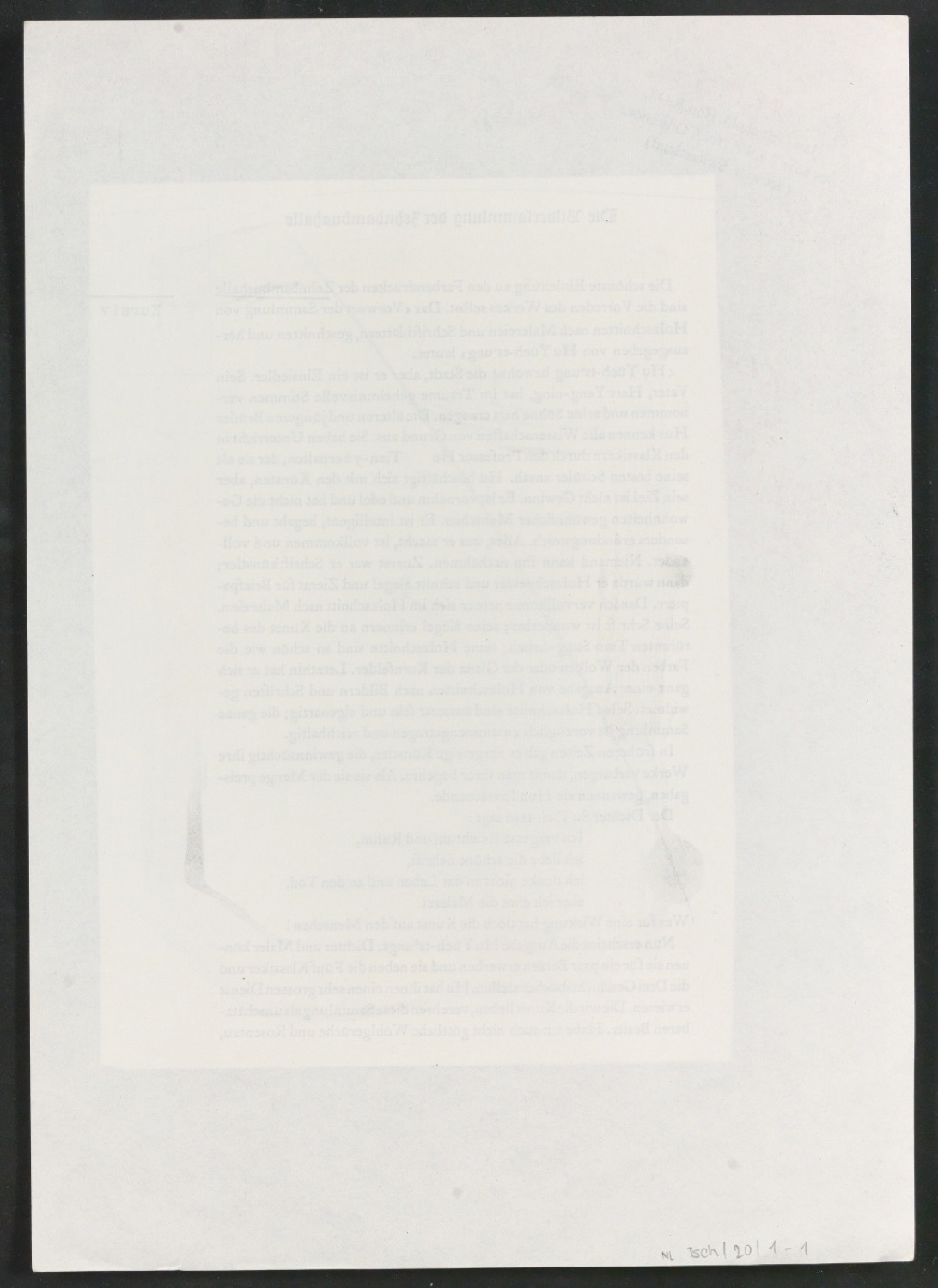 Korrigierter Klebeentwurf für den Zeitschriftenaufsatz Das Alphabet des Damianus Moyllus (Beilage Der Druckspiegel) — Blatt 2