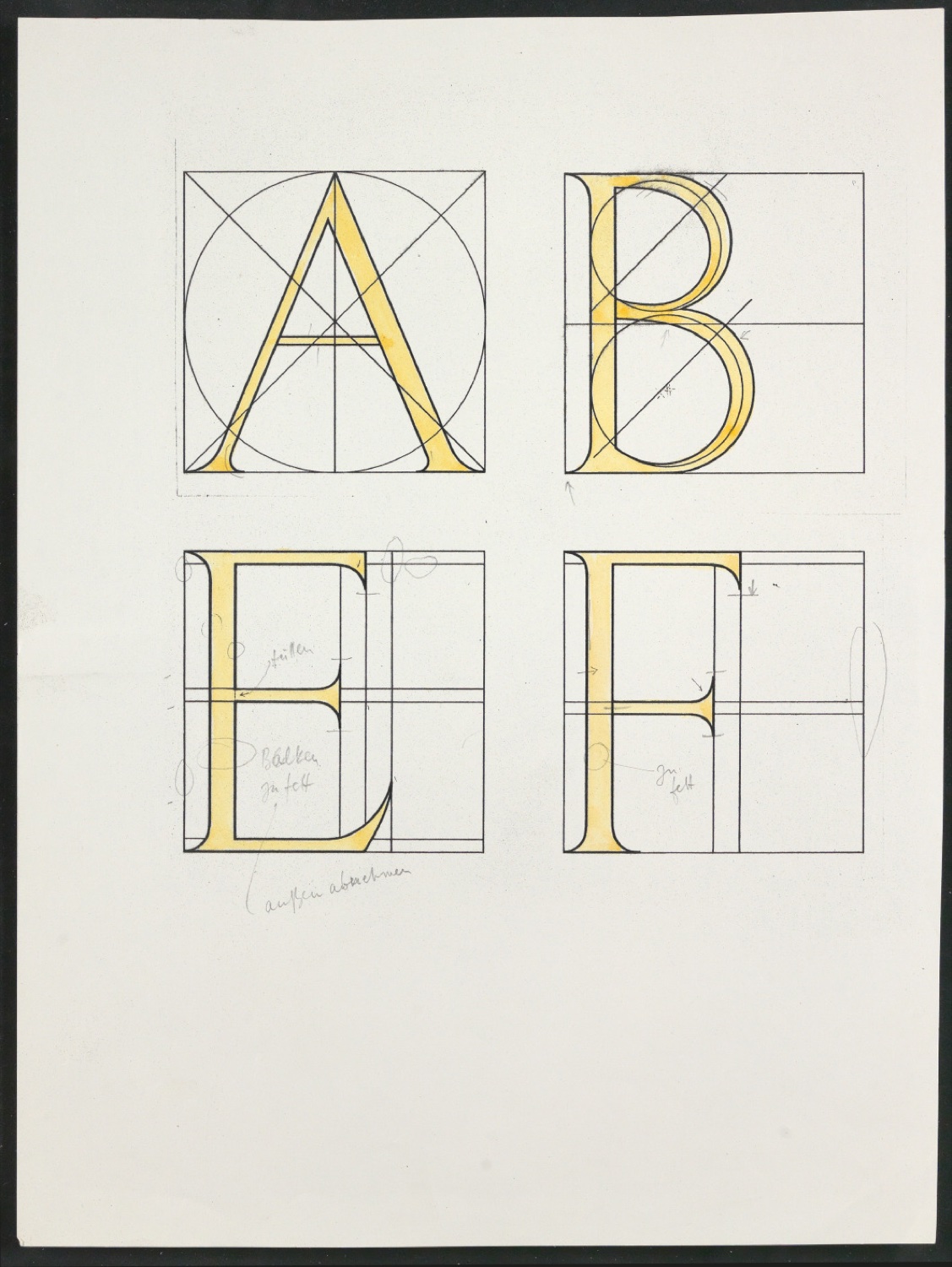 Handkolorierte Probedrucke für Illustrationen von Das Alphabet des Damianus Moyllus — Blatt 1