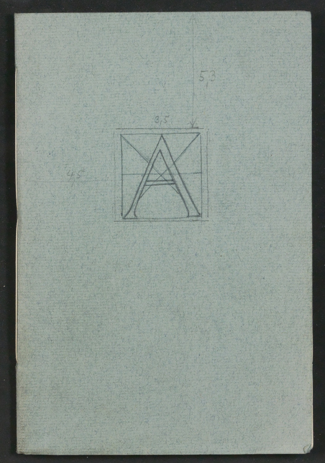 Broschur mit montierten Probedrucken für Das Alphabet des Damianus Moyllus — Blatt 1