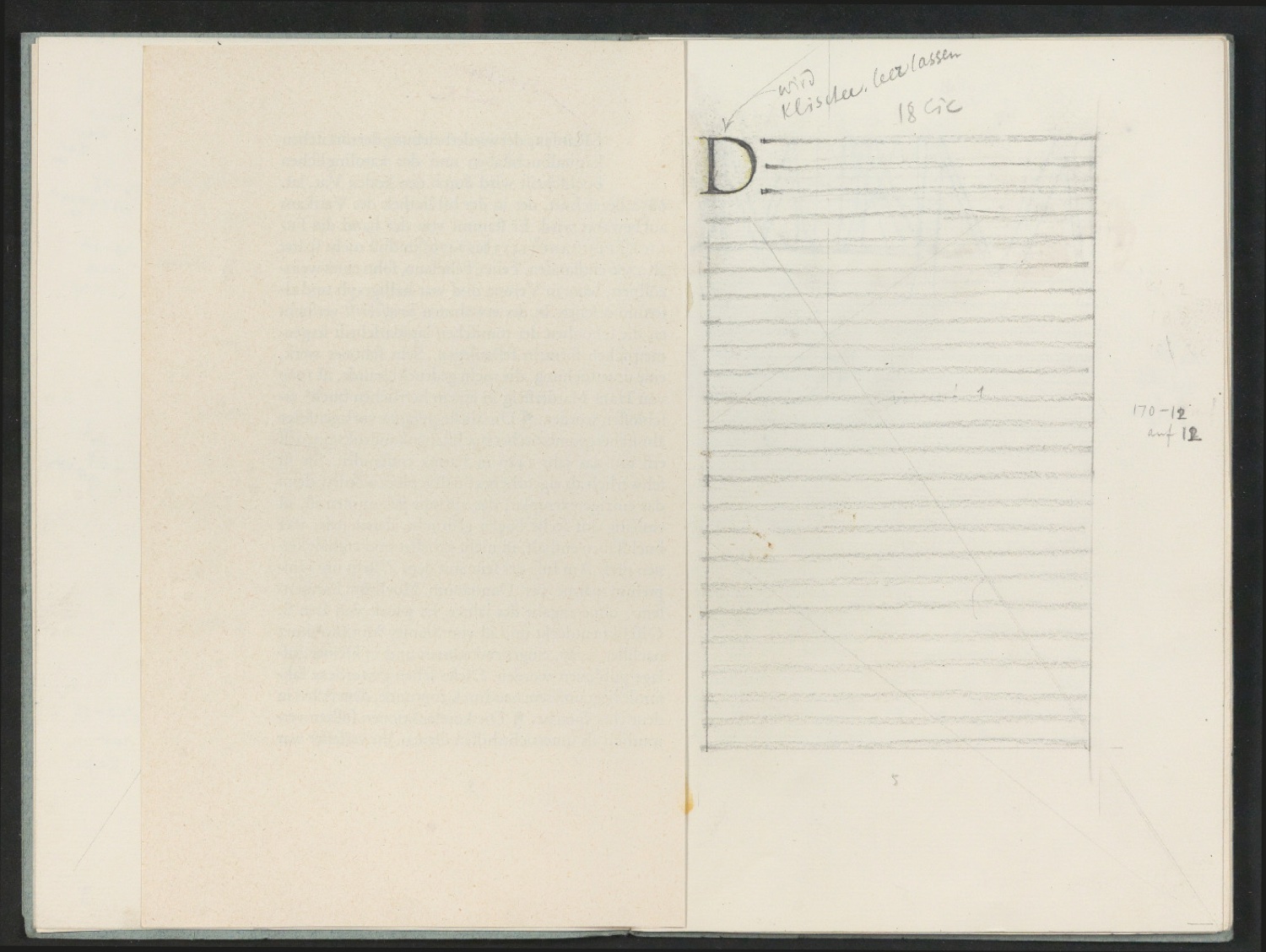 Broschur mit montierten Probedrucken für Das Alphabet des Damianus Moyllus — Blatt 6