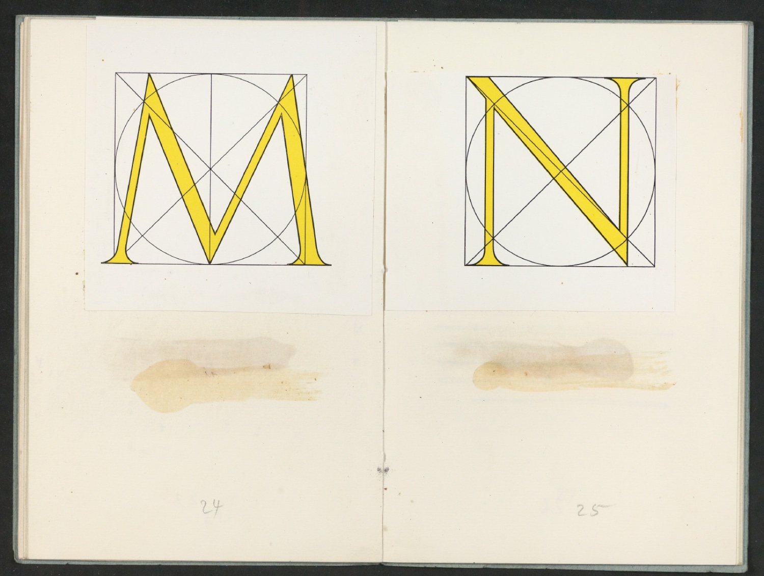 Broschur mit montierten Probedrucken für Das Alphabet des Damianus Moyllus — Blatt 17