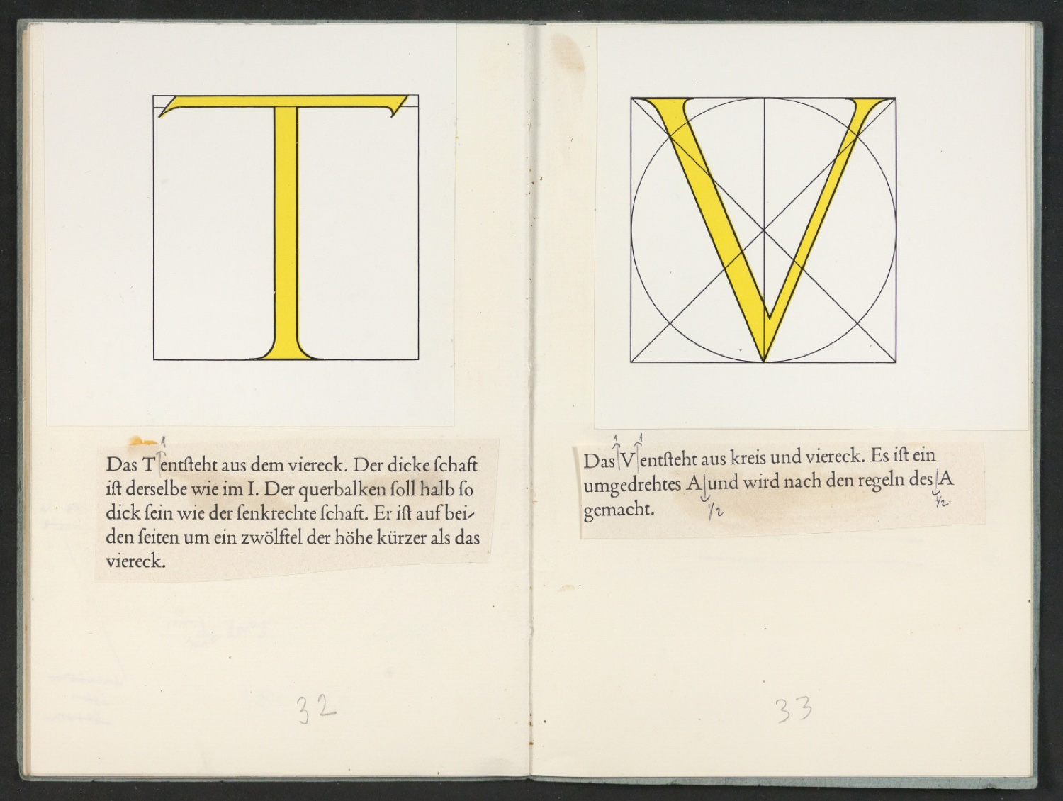 Broschur mit montierten Probedrucken für Das Alphabet des Damianus Moyllus — Blatt 21