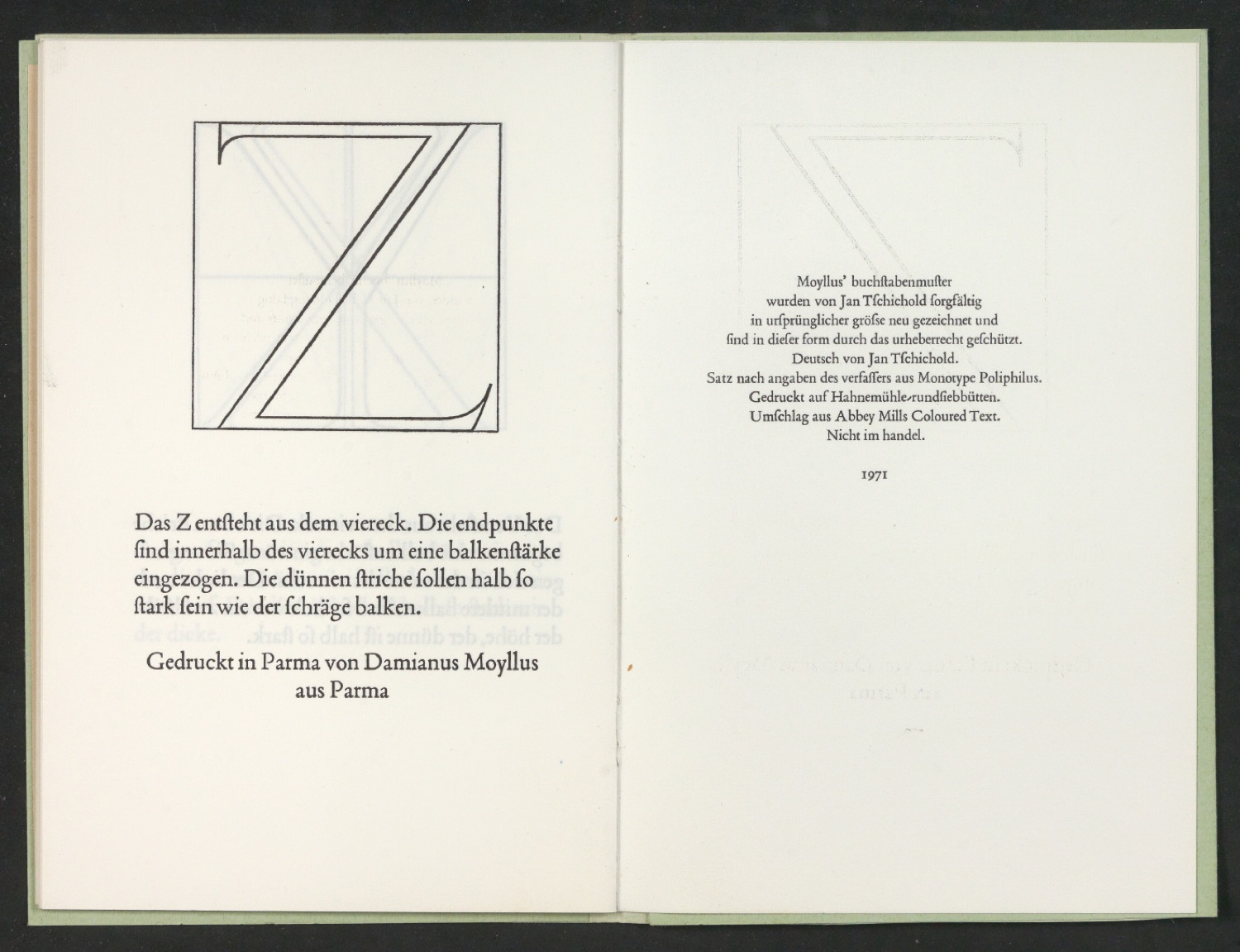 Korrigierter Probedruck von Das Alphabet des Damianus Moyllus — Blatt 21