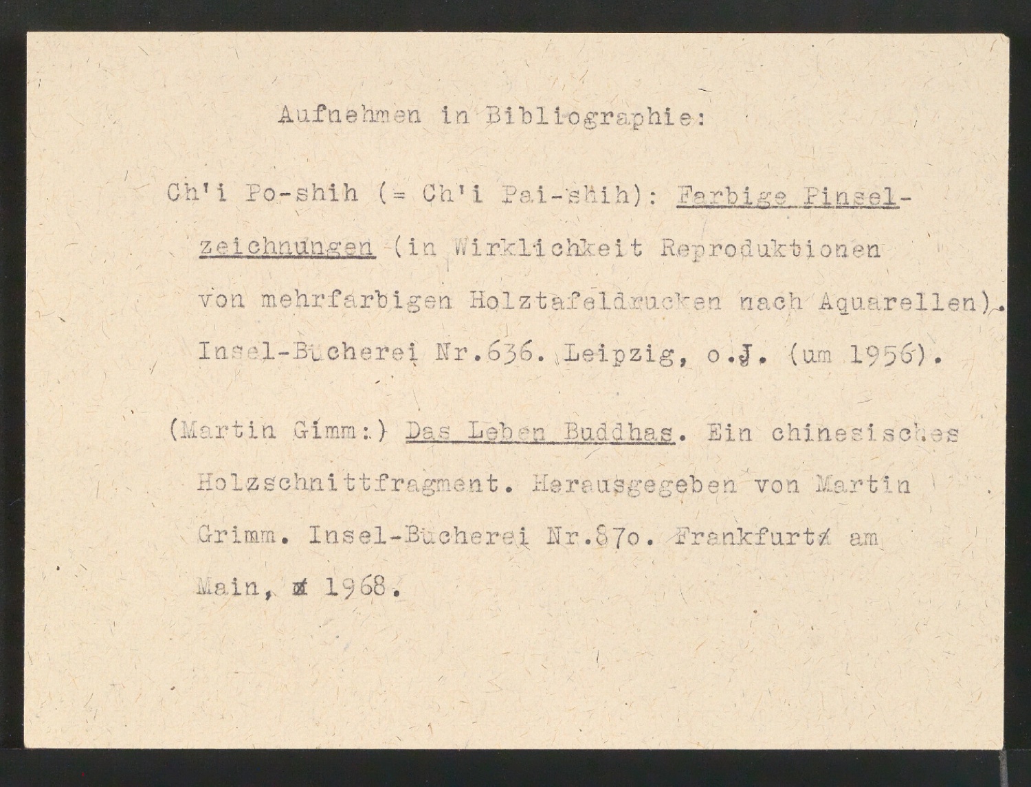 Mappe Jan Tschichold - Zehnbambushalle II. Bd. mit Vorarbeiten für Die Bildersammlung der Zehnbambushalle — Blatt 3
