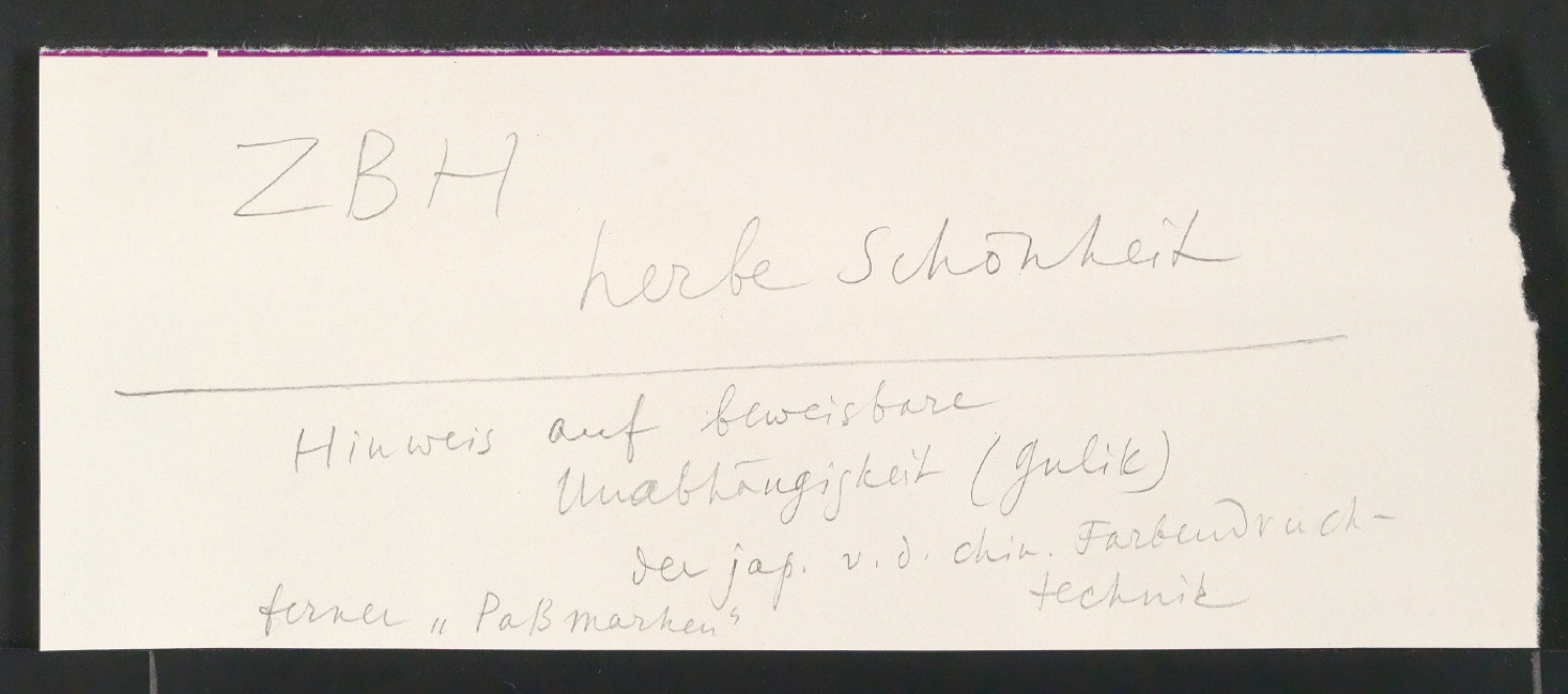 Mappe Jan Tschichold - Zehnbambushalle II. Bd. mit Vorarbeiten für Die Bildersammlung der Zehnbambushalle — Blatt 5