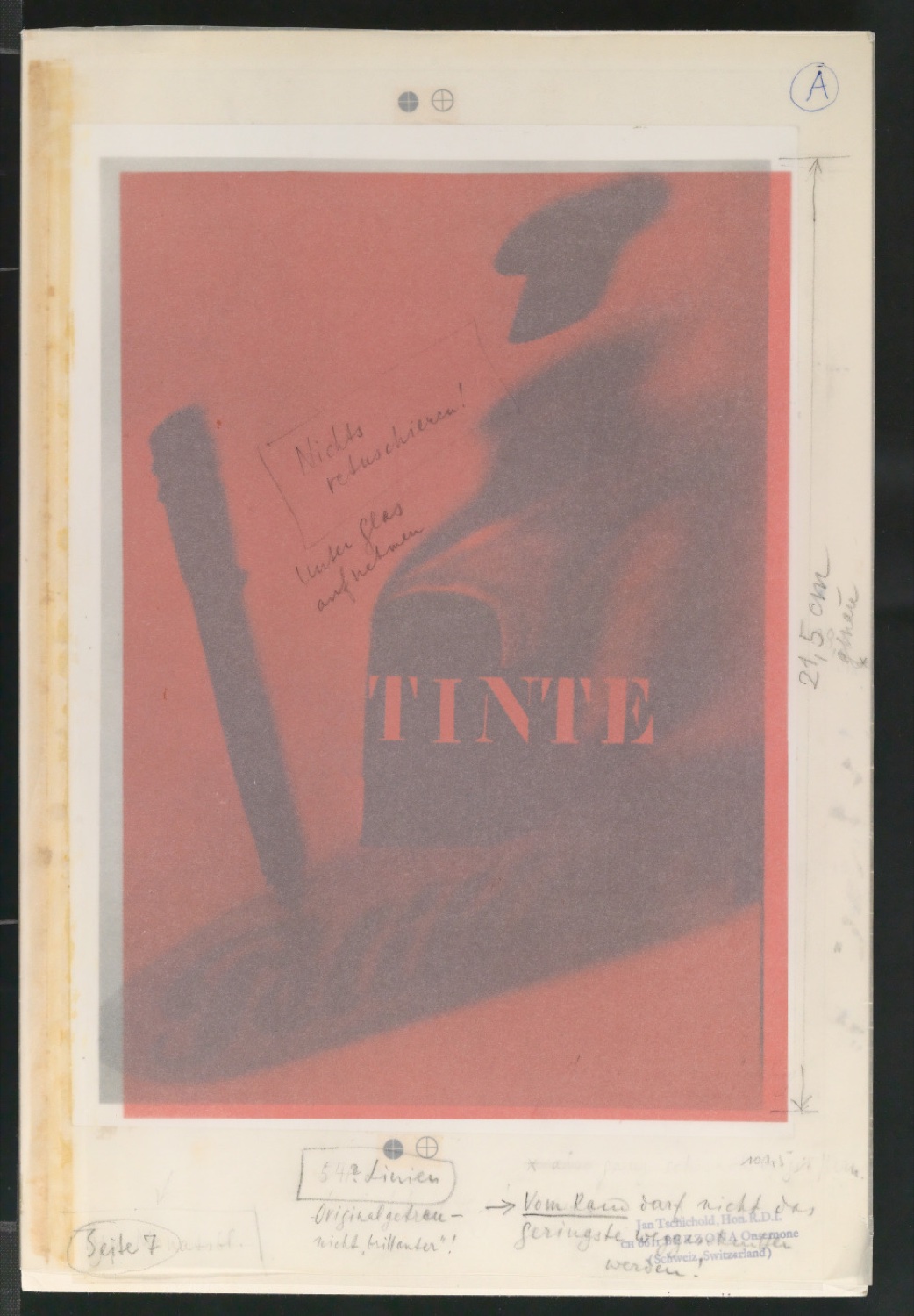 Arbeitstransparent und Klischeevorlage für eine Illustration mit Fotogramm Pelikan Tinte — Blatt 3