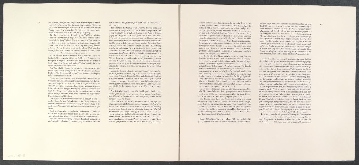 Probedruck für den Textteil von Die Bildersammlung der Zehnbambushalle — Blatt 9