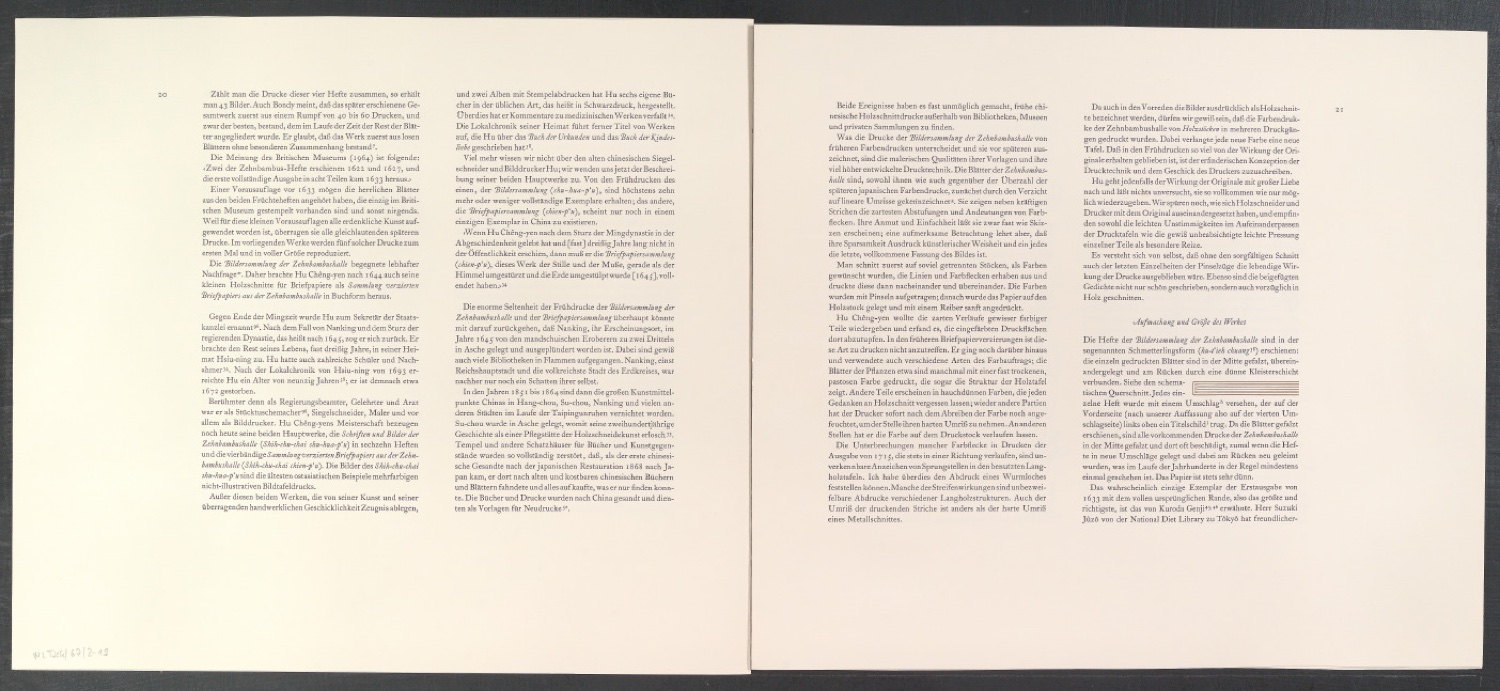 Probedruck für den Textteil von Die Bildersammlung der Zehnbambushalle — Blatt 11