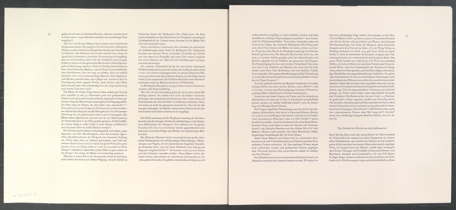 Probedruck für den Textteil von Die Bildersammlung der Zehnbambushalle — Blatt 19