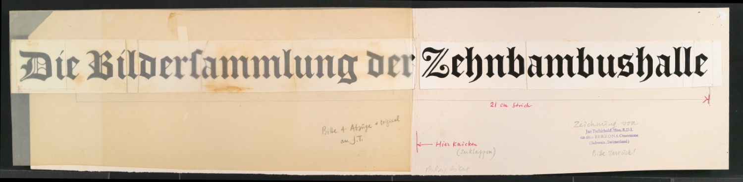 Entwürfe und Klischeeabzüge für den Titel von Die Bildersammlung der Zehnbambushalle — Blatt 11