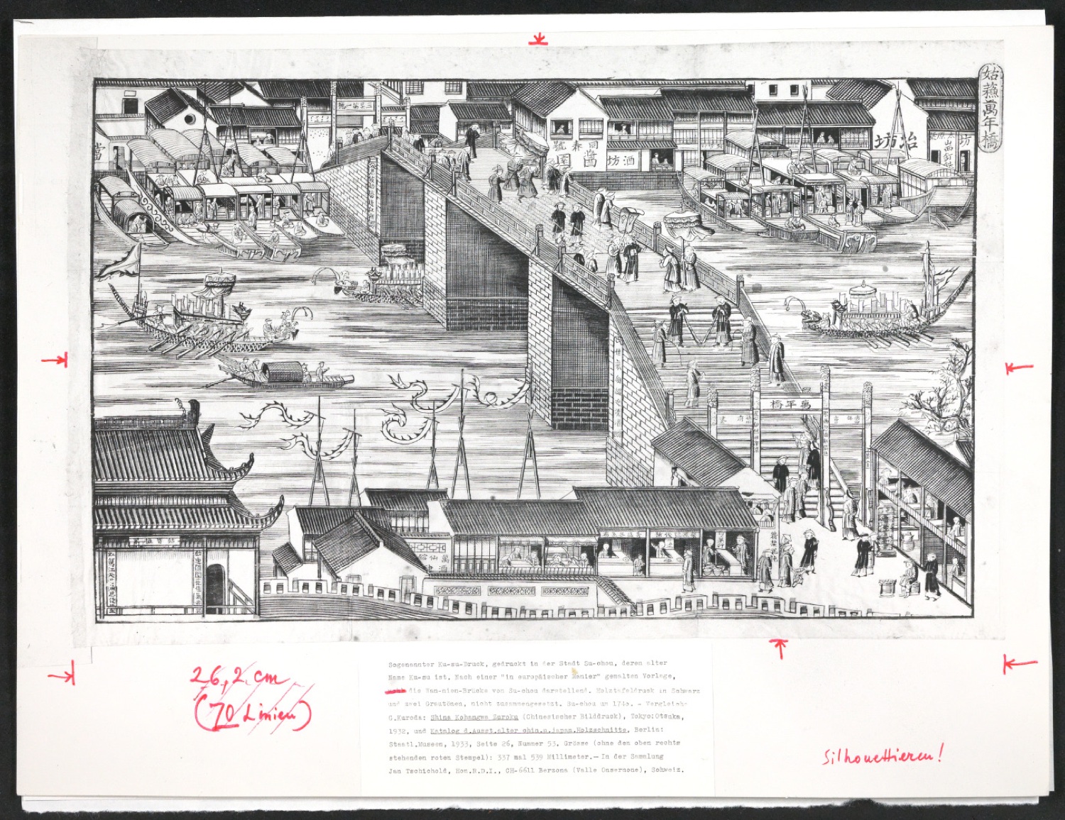 Reprografie und Druckklischee des Ku-Su-Drucks der Sammlung Tschichold für In Su-Chou um 1740: 15 Ku-Su-Drucke — Blatt 3