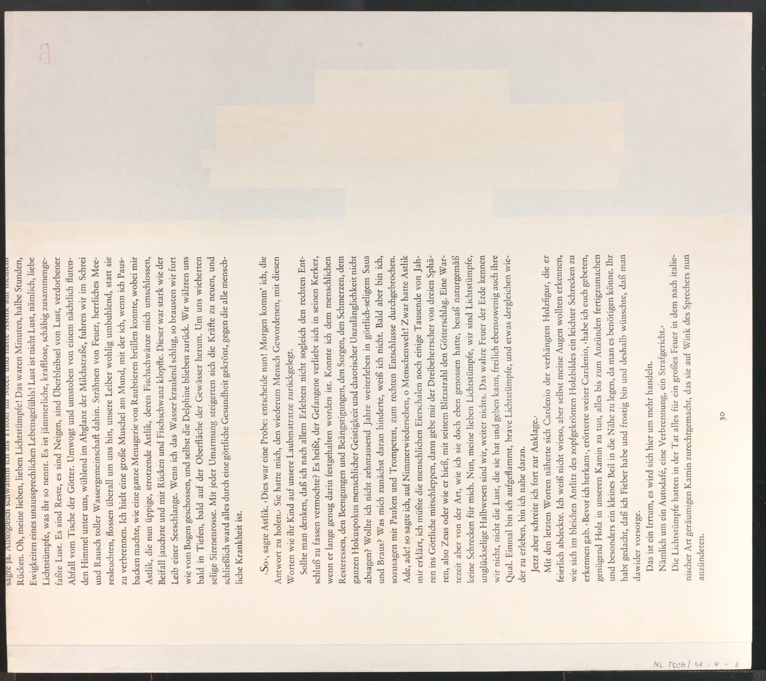 Korrekturfahnen für das Titelblatt von Die Bildersammlung der Zehnbambushalle — Blatt 4