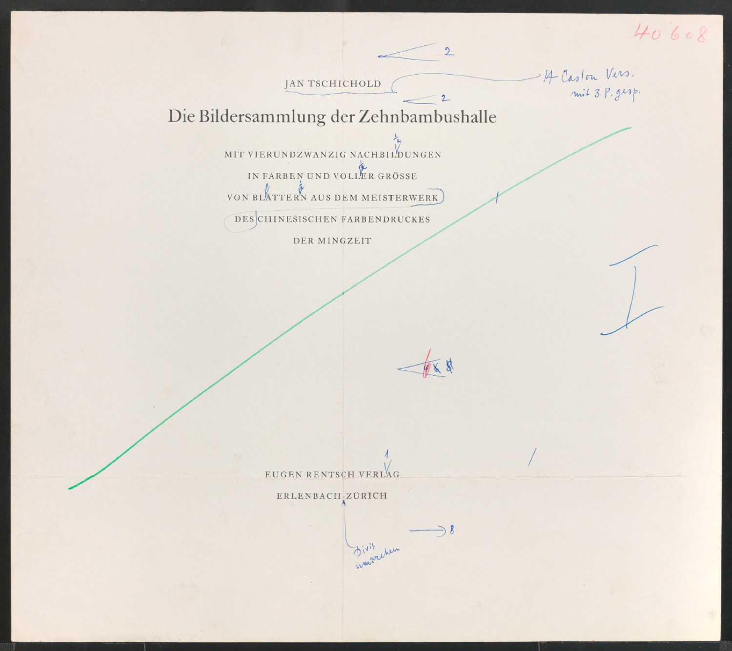 Korrekturfahnen für das Titelblatt von Die Bildersammlung der Zehnbambushalle — Blatt 5