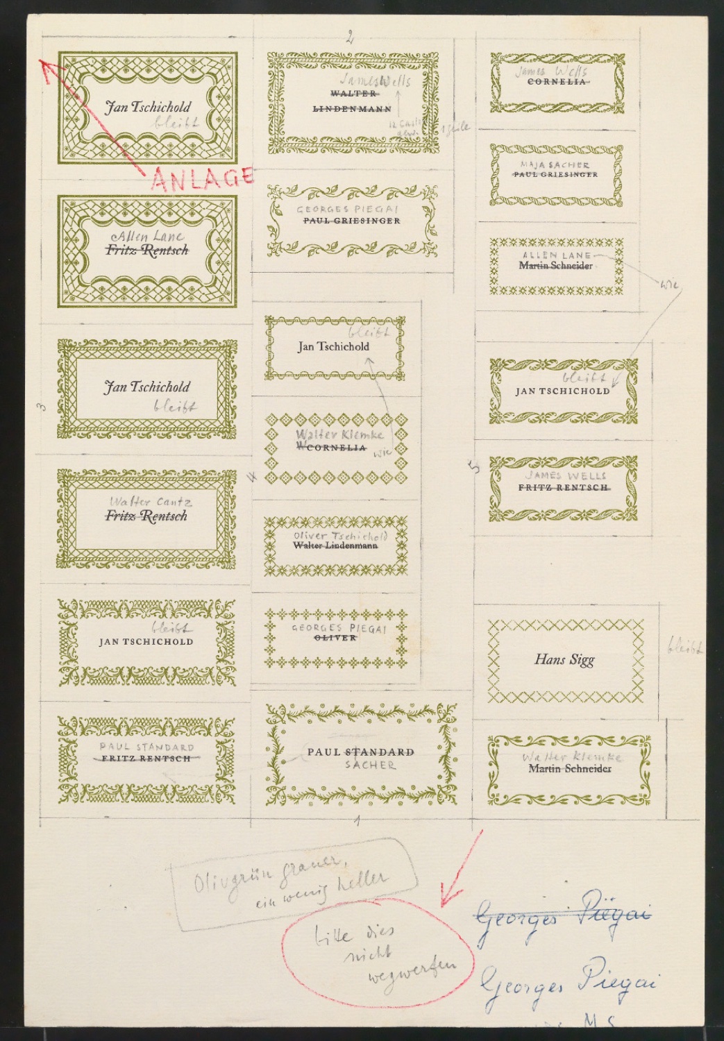 Probedrucke und Korrekturfahnen von Exlibris — Blatt 1