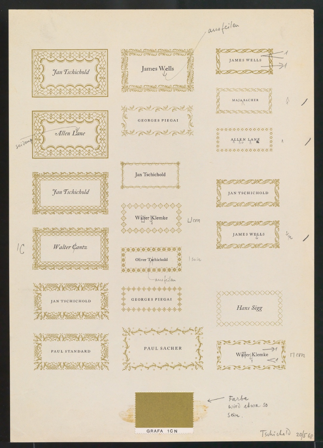 Probedrucke und Korrekturfahnen von Exlibris — Blatt 15