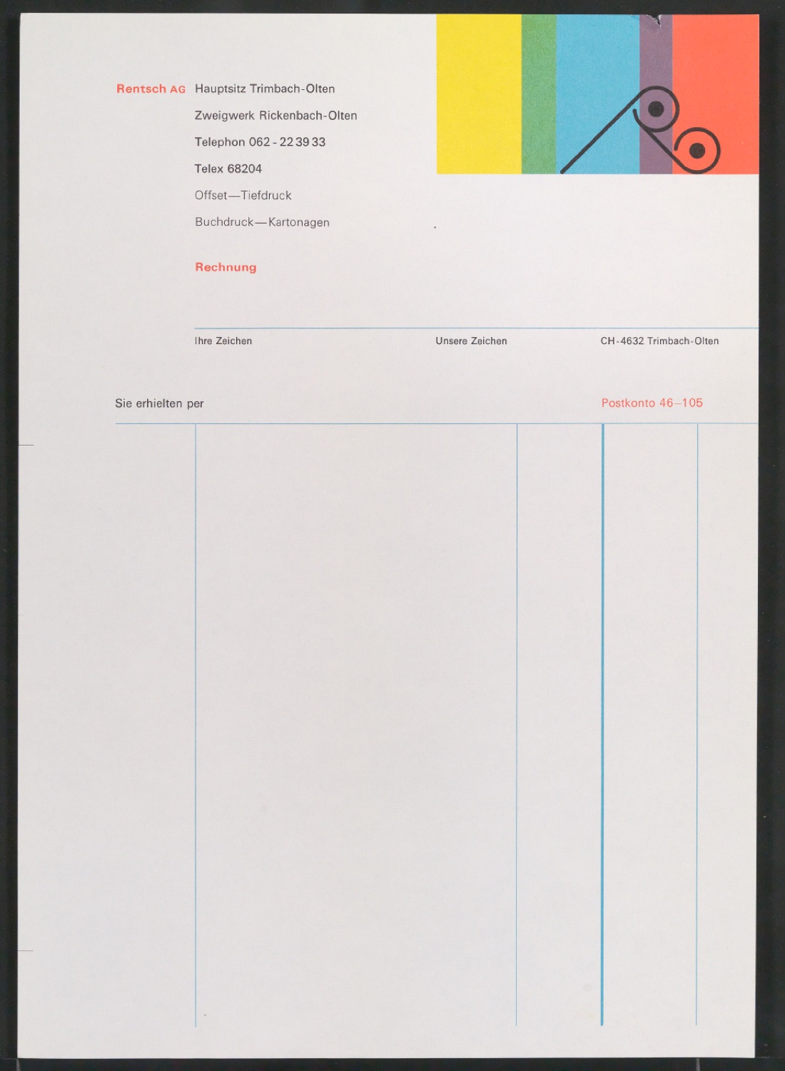 Briefbogen und Rechnungsvordruck für Rentsch AG — Blatt 5