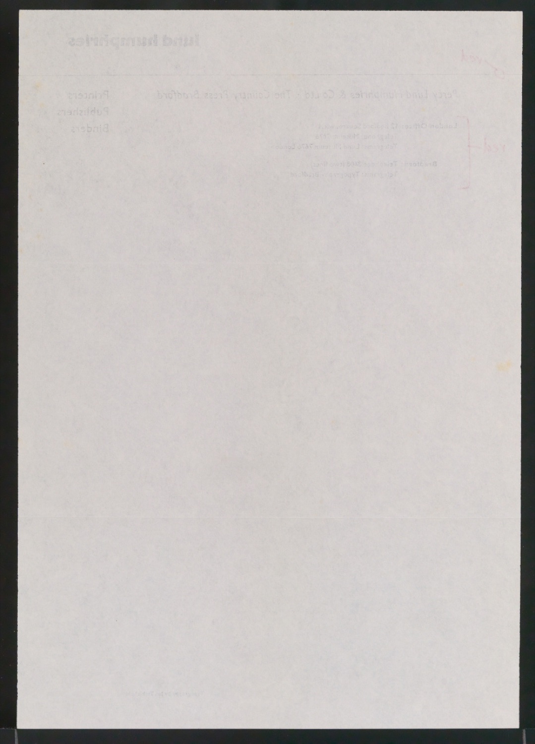 Korrekturfahnen für Abbildungen von Briefbogen für Lund Humphries & Co Ltd — Blatt 2