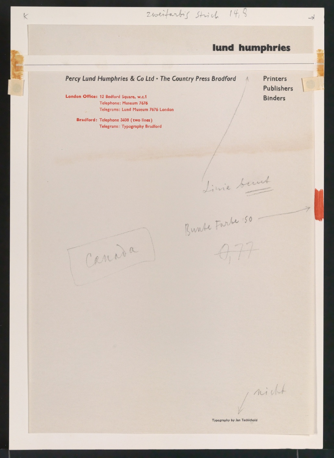 Korrekturfahnen für Abbildungen von Briefbogen für Lund Humphries & Co Ltd — Blatt 5