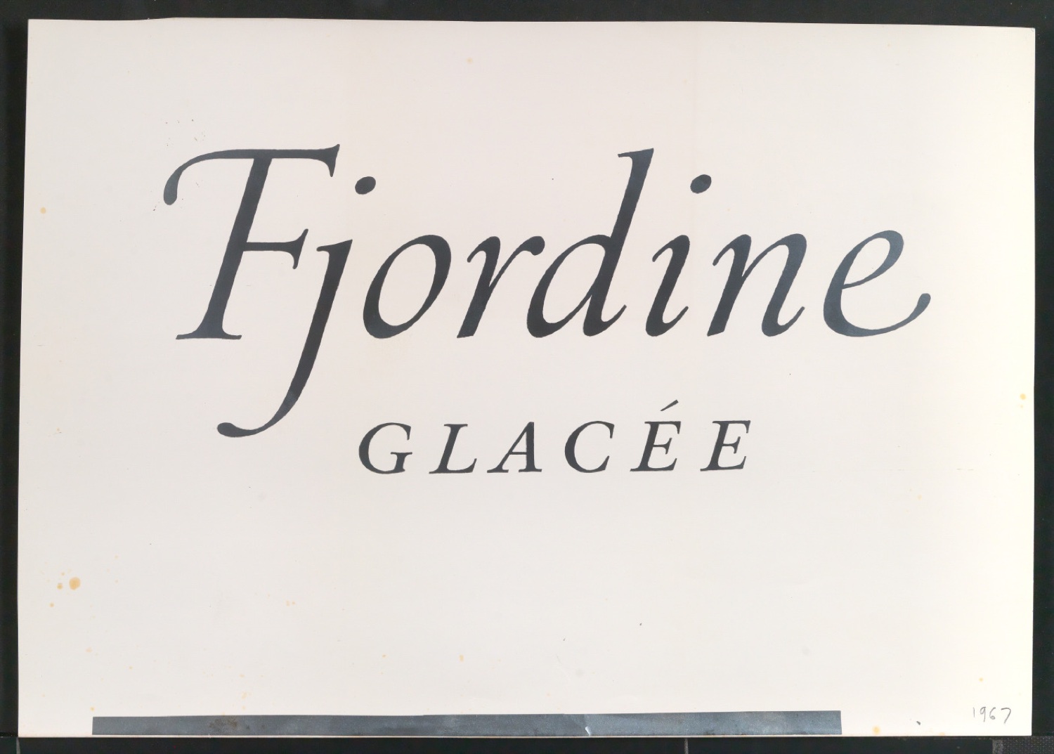 Klischeeabzug von Schriftzug für Schokoladenverpackung Fjordines Glacées — Blatt 1