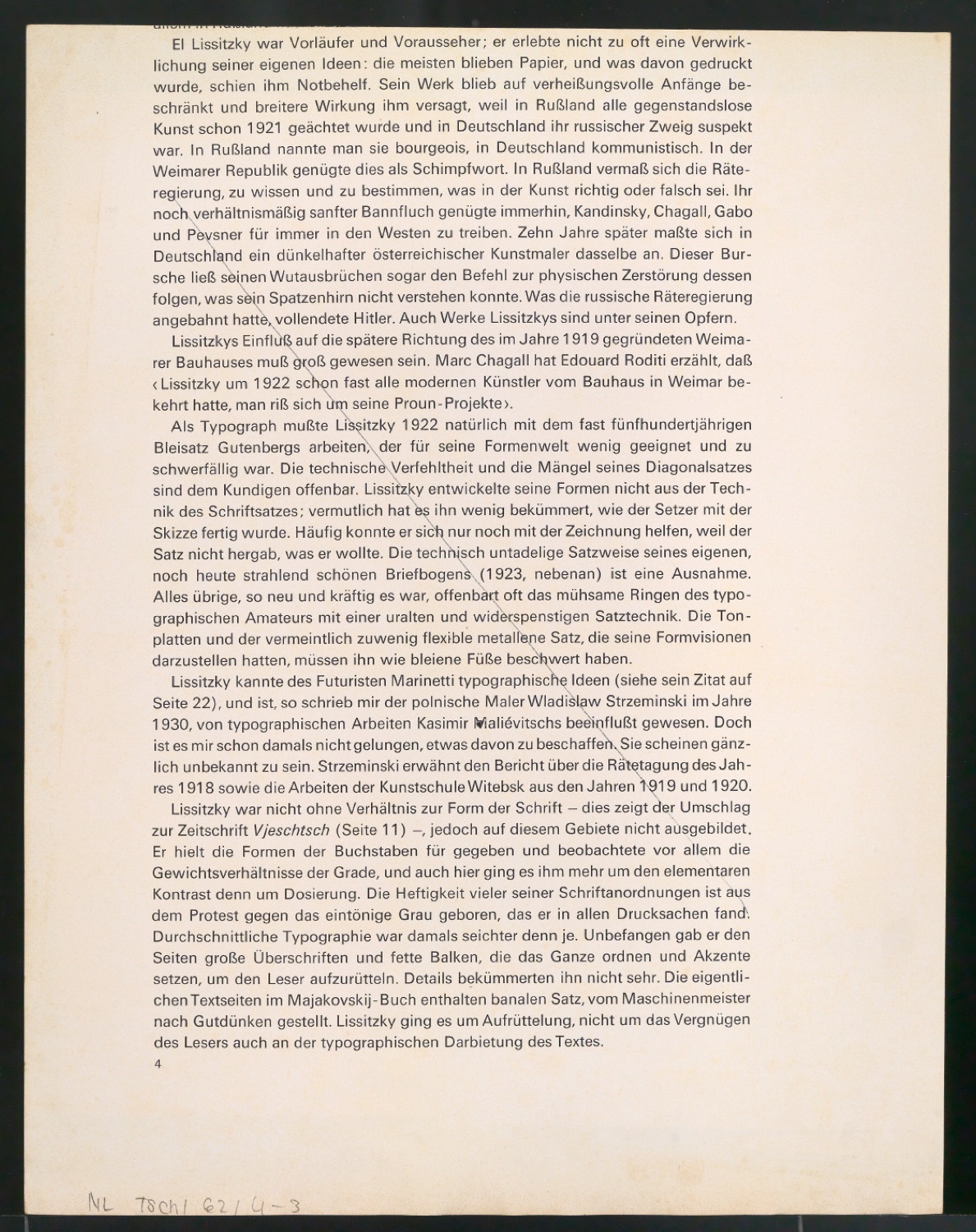 Korrekturfahne für eine Bibliographie von Jan Tschichold — Blatt 7