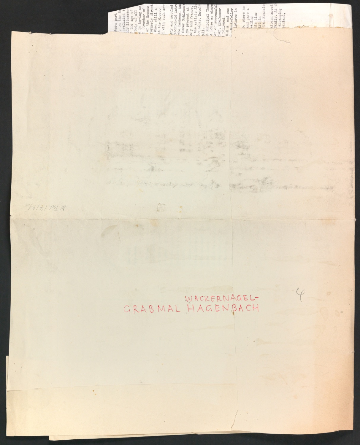 Klebeentwurf der Grabinschrift für das Grabmal von Karl Heinrich Wackernagel-Hagenbach — Blatt 3