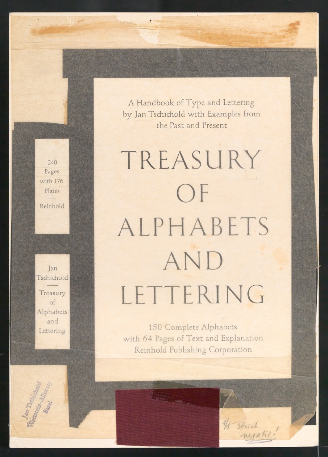 Montierte Druckfahne für Buchrücken und Titelschild von Treasury of Alphabets and Lettering — Blatt 1